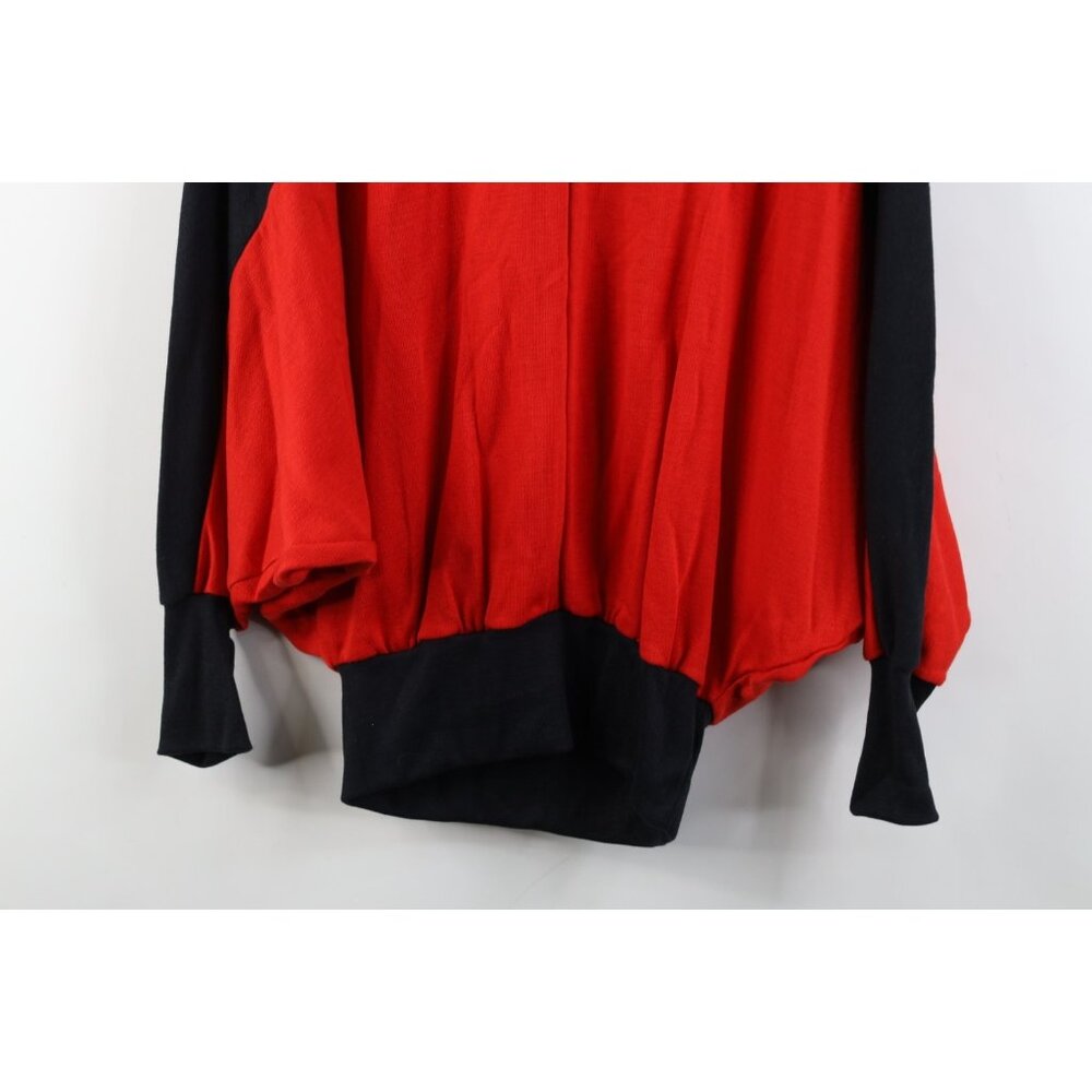 Vintage 70s 80s Mid Mod Womens Medium Dolman Sleeve Color Block Sweatshirt USA - Picture 11 of 11